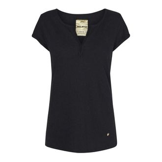 Mos Mosh MOS Mosh - Zwart Linnen Katoen Tee Top - Dames - Tops - Zwart - Maat: S Katoen
