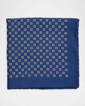 Brunello Cucinelli Mens Geometric Silk Pocket Square