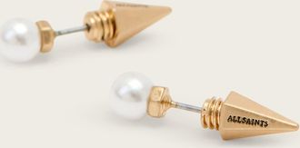 AllSaints Brass Hazel Small Pearl Stud Earrings, Size: One Size