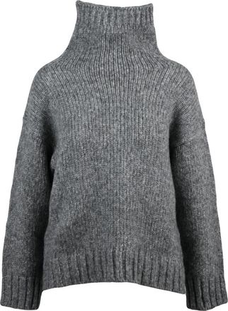 Alpha Studio Maglione Collo Alto - Dames - Coltruien - Grijs - M - Wol - Truien & Vesten