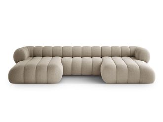 Cosmopolitan Design Sof&aacute; panor&aacute;mico 6 plazas de tejido chenilla beige oscuro