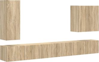 vidaXL Conjunto De Mueble Para Tv De Pared 6 Uds. Roble Sonoma Vidaxl