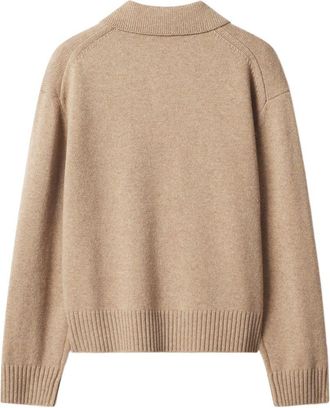 Maison Kitsun&eacute; Intarsia-Knit Fox Head Polo - Beige