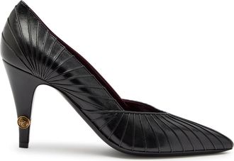 Versace 90 Pintuck Leather Pumps - Black