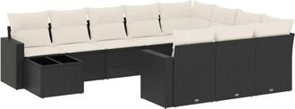 vidaXL Set De Sof&aacute;s De Jard&iacute;n 11 Pzas Y Cojines Rat&aacute;n Sint&eacute;tico Negro Vidaxl