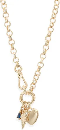 Nordstrom Round Link Chain Charm Necklace in Blue- Gold at Nordstrom