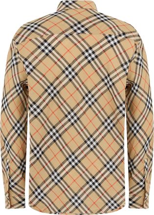 Burberry Mens Shirt Checked Linen Beige