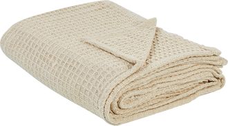 Beliani Beliani - Colcha De Algod&oacute;n Relieve Gofre Textiles Sala De Estar Dormitorio Beige 220 X 240 Cm Chagyl