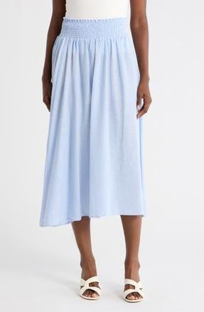 Renee C Smocked Waist Midi Skirt in Light Blue at Nordstrom Rack, Size X-Small