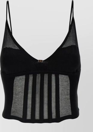 Elisabetta Franchi sheer panel cropped top
