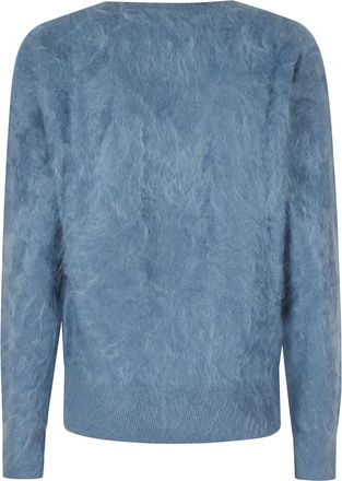 Seventy Light Blue V-Neck Cashmere Sweater with Ribbed Detailing