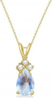 Allurez Pear Moonstone & Diamond Solitaire Pendant 14k Yellow Gold (0.75ct)