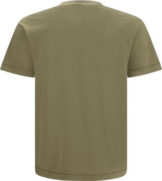 Stone Island Mens Logo Patch T-Shirt Military Green Cotton T-Shirts And Polos