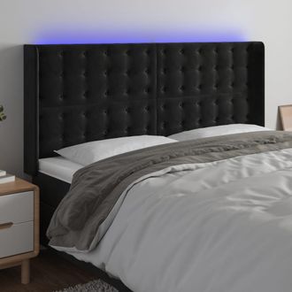 vidaXL Cabecero Con Led De Terciopelo Negro 163x16x118/128 Cm Vidaxl