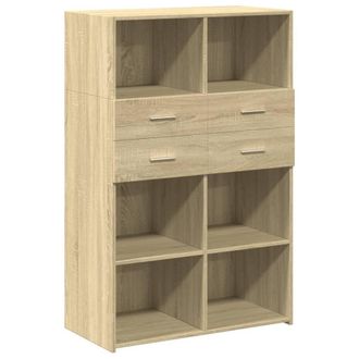 Berkfield Home Highboard Sonoma Oak 80x42.5x124 cm Engineered Wood in Light Tan