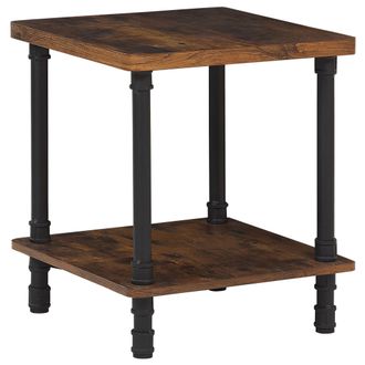 Beliani Beliani - Mesa Auxiliar Madera Oscura Marco De Metal Negro Con Estante Muebles Para Sala De Estar Veril