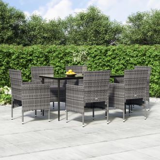 vidaXL Vidaxl - Juego De Comedor De Jard&iacute;n 7 Piezas Con Cojines Gris Y Negro