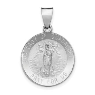 Diamond2Deal 14K White Gold Lady of Guadalupe Medal Hollow Pendant