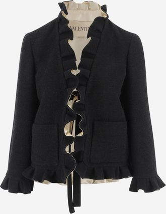 Valentino Black Ruffled Blazer