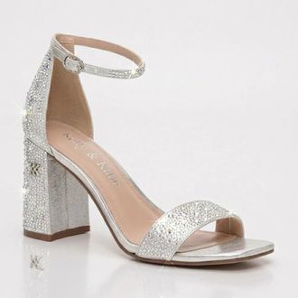 Kelly & Katie Caital Sandals Womens White Rhinestones Ankle Strap ZAP2592