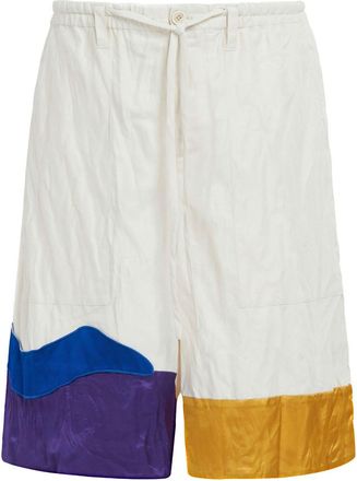 Marni graphic-print drop-crotch shorts - men - Cotton/Polyamide - 54 - White
