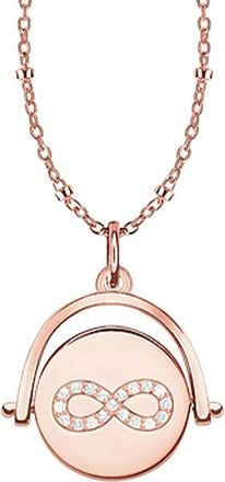Thomas Sabo Dameshanger ros&eacute;gouden oneindigheidsketting met diamant. Zilver vergulde diamant wit D_Lbke 0001-923-14-L45V - Dames - Kettingen - Roze - ONE Size - A