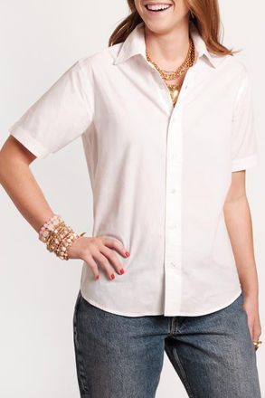 Frances Valentine Perfect Button Down Short Sleeve in White at Nordstrom, Size X-Small