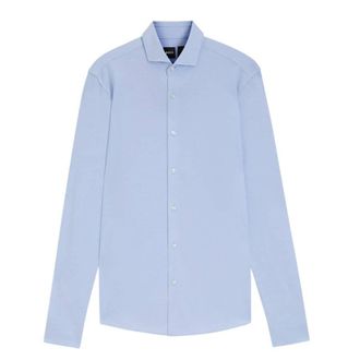 HUGO BOSS Slim-Fit Shirt In Cotton-Pique Jersey, Brand Size 40 ( Neck Size 15.75 )