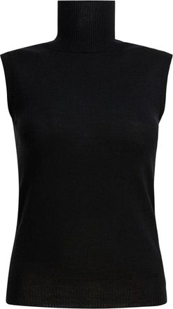 Sportmax Zwart Gebreide Mock Neck Top Aw 25 - Dames - Coltruien - Zwart - L - Wol - Truien & Vesten