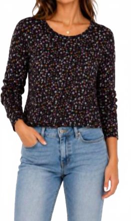 Electric & Rose Lana Ditsy Floral Long Sleeve Crew Tee In Onyx