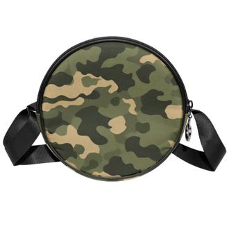 Generic Circle Crossbody Bag for Women, Camouflage Small Sling Bag Daypack with Zipper Adjustable Shoulder Straps Casual Ladies Girls Round Purse