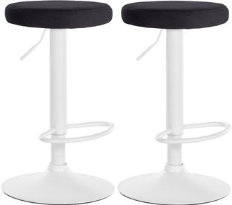 Clp Clp - Set De 2 Taburetes De Bar Ponte En Terciopelo Negro Metal Blanco Mate