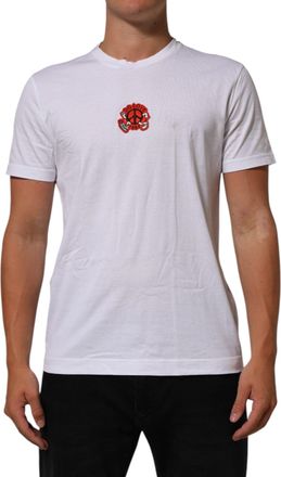 Dolce & Gabbana Mens White Cotton Dg Love Patch Crew Neck T-Shirt