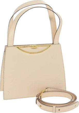 Celine Vintage Leather Ecru Leather Handbag (Pre-Owned)