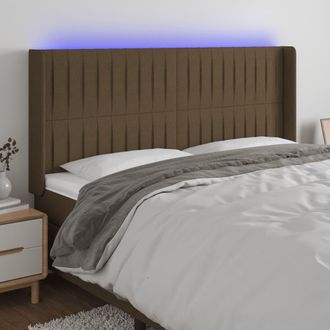 vidaXL Cabecero Con Led De Tela Marr&oacute;n Oscuro 163x16x118/128 Cm Vidaxl