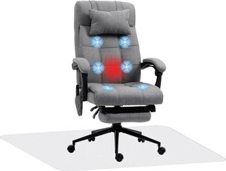 Vinsetto Conjunto De 1 Silla De Masaje Con 6 Puntos De Masaje Y Funci&oacute;n De Calefacci&oacute;n 66x76x112-120 Cm Y 1 Alfombra Protectora De Suelo 90x120 Cm