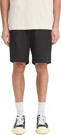 Solid Mens Allan Elas Linen Drawstring Shorts In Black