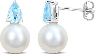 Mimi & Max 7/8ct TGW Ethiopian Opal and 8.5-9mm Cultured Freshwater Pearl Earrings Silver