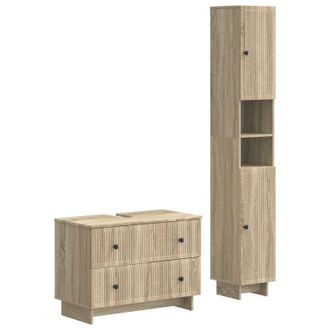 vidaXL Juego De Gabinete De Ba&ntilde;o De 2 Piezas Ede Roble Sonoma Vidaxl