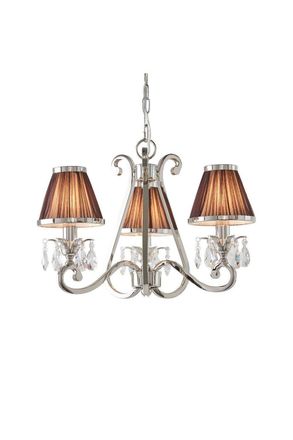 Netlighting Oksana 3 Light Multi Arm Ceiling Pendant Chandelier Polished Nickel E14