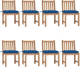 vidaXL Sillas De Jard&iacute;n 8 Unidades Madera Maciza De Teca Con Cojines Vidaxl