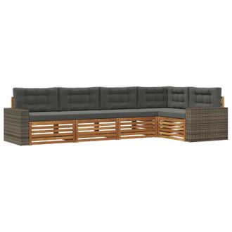 vidaXL Conjunto De Sof&aacute;s De Exterior 5 Pcs Natural Y Antracita Vidaxl