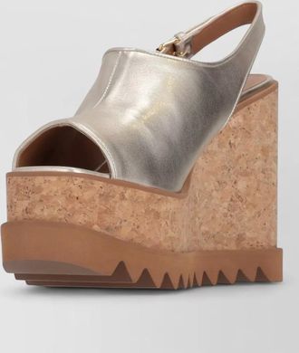 Stella McCartney slingback platform sandal metallic cork wedge