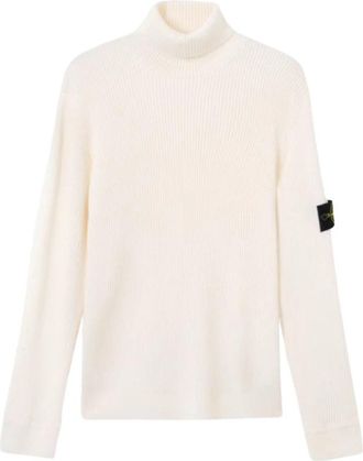Stone Island Fijne Rib Turtleneck - Heren - Coltruien - Beige - L - Wol - Truien & Vesten
