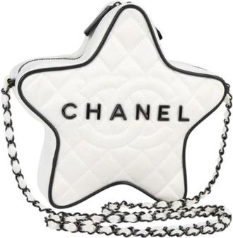 Chanel Pre-owned Satin chanel-bags - Dames - Vintage Schoudertas - Wit - ONE Size - Satijn - Vintage