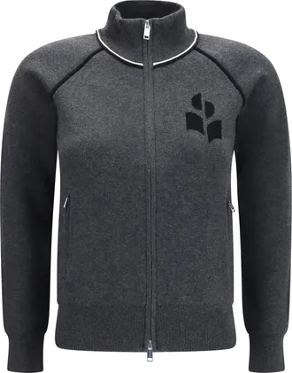 Isabel Marant Womens Cardigan Lanya Anthracite-Black Cotton Sweatshirts Anthracite/black Sweater