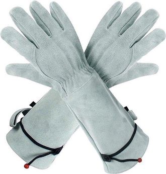 OEM Guantes De Jardiner&iacute;a, 1 Par, 42 Cm, Gris, Piel Sint&eacute;tica, Pu&ntilde;os Ajustables, Resistentes A Las Espinas, Guante
