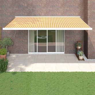 vidaXL Toldo Retr&aacute;ctil Aluminio Y Tela Amarillo Y Blanco 5x3 M Vidaxl
