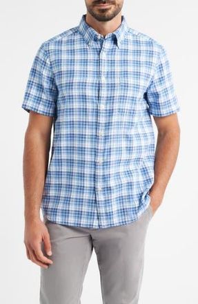 Vineyard Vines Coskata Island Plaid Short Sleeve Button-Down Shirt in Coastline at Nordstrom Rack, Size Medium