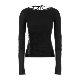 Blumarine Blouses, female, Black, Size: XS Stretch Jersey Top